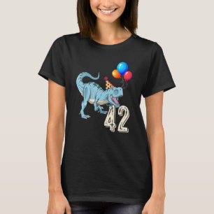 Dinosaur Balloon T Rex 42nd Birthday Kid Boy Girl  T-Shirt