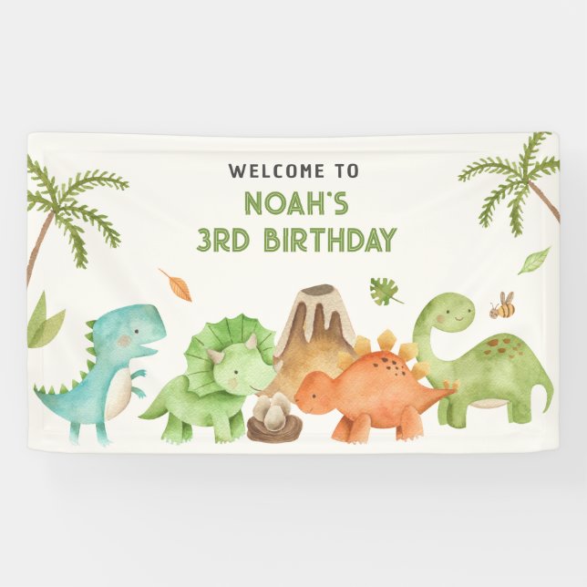 Dinosaur Bannières fond Enfants Garçon fête d'anni (Horizontal)