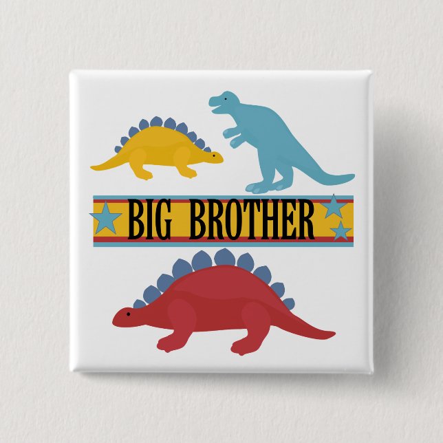Dinosaur Big Brother 2 Inch Square Button (Front)