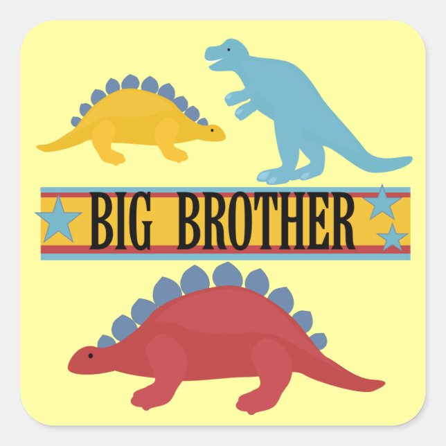 Dinosaur Big Brother Square Sticker (Front)