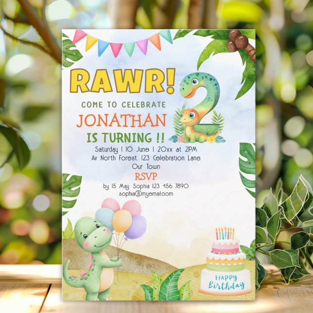 Dinosaur Birthday 2 for Boys | Rawr Dino party Invitation (Creator Uploaded)