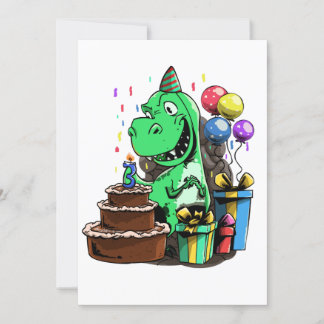 Dinosaur Birthday - 3 Year Old Invitation