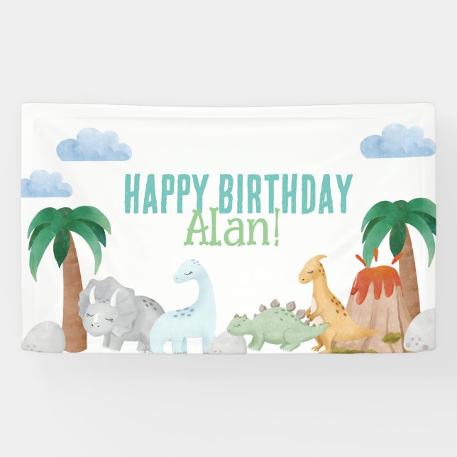 Dinosaur birthday banner Vinyl Banner, 3' x 5 (Horizontal)