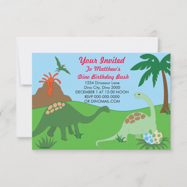Dinosaur Birthday Bash Invite (Front)
