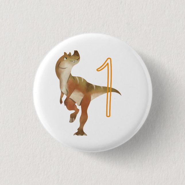 Dinosaur birthday boy    1 inch round button (Front)
