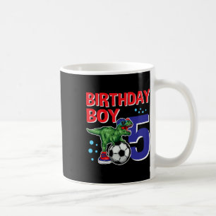 Dinosaur Birthday Boy 5 Year Old Dino Soccer Birth Coffee Mug