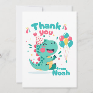 Dinosaur Birthday Boy - Thank you card editable