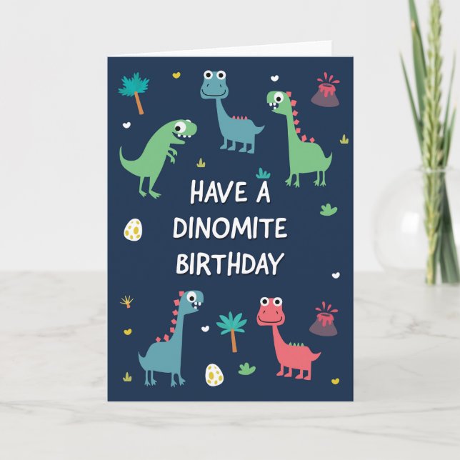 Dinosaur Birthday Card for Boys (Front)
