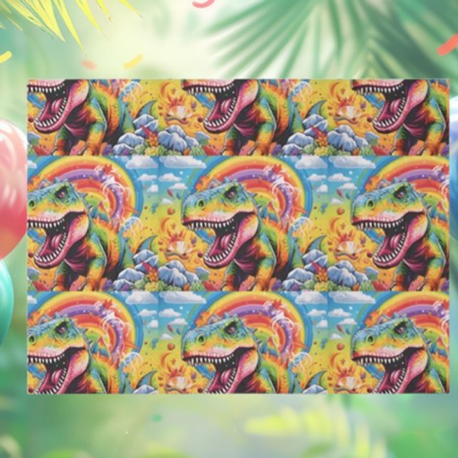 dinosaur birthday colourful cute tissue paper (Cute Dinosaur Birthday Tissue Paper for Fun Celebrations!)
