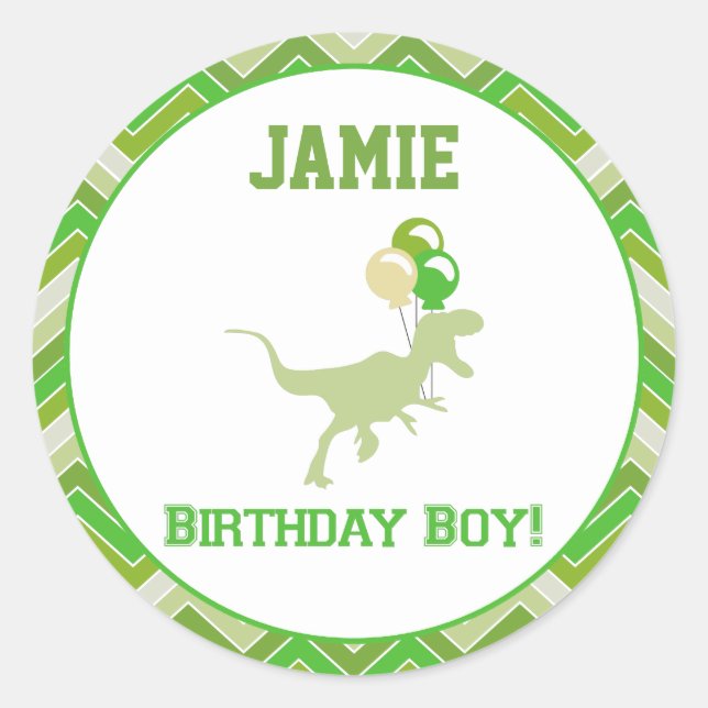 Dinosaur Birthday Cupcake Toppers/Stickers Classic Round Sticker (Front)