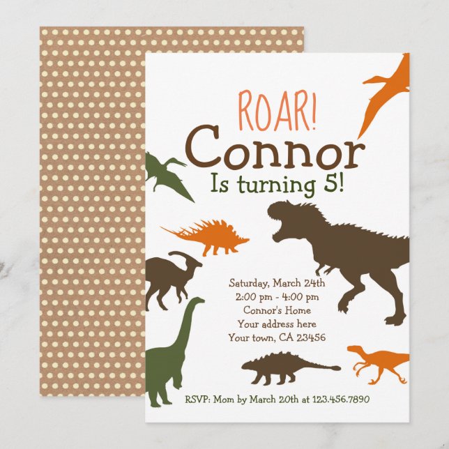 Dinosaur Birthday Invitation (Front/Back)
