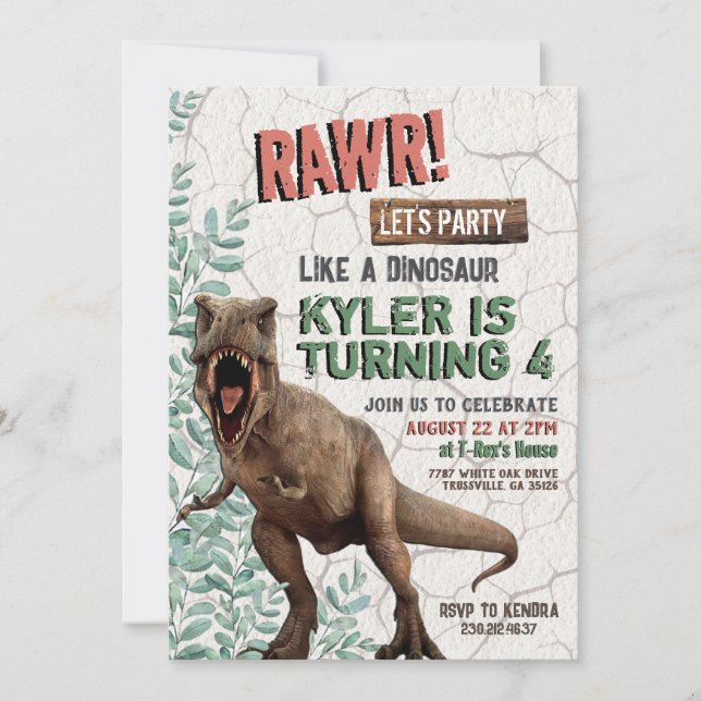 Dinosaur Birthday Invitation (Front)