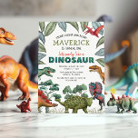 Dinosaur Birthday Invitation<br><div class="desc">Bring the prehistoric era to life with our entrancing Kids Dinosaur Birthday Invitations. Set against a pristine white backdrop, nestled among lush jungle green foliage, these watercolor dinosaurs will charm your young party-goers. The modern personalized birthday template gives you seamless customization facilities. Make your child's birthday an adventure to remember...</div>