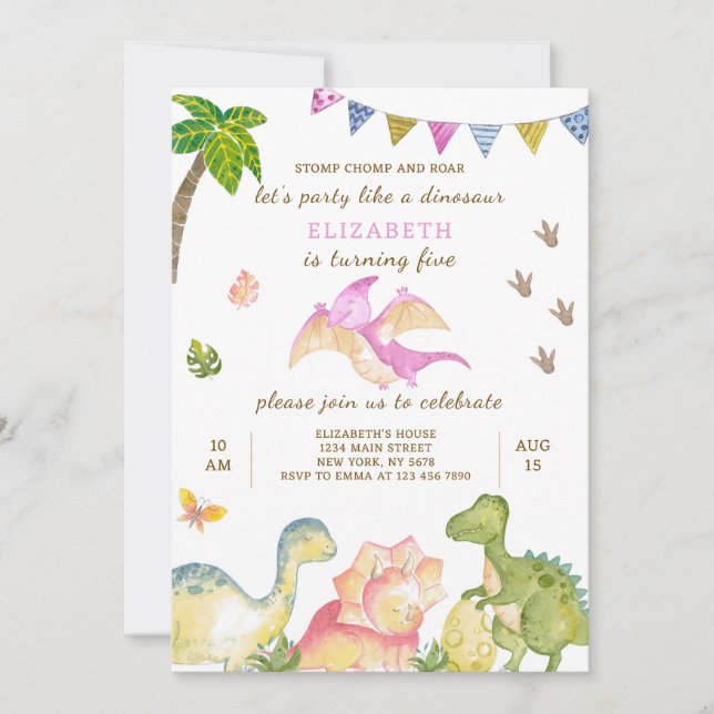 Dinosaur Birthday Invitation (Front)