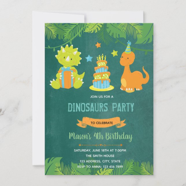 Dinosaur Birthday invitation (Front)