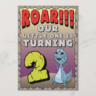 Dinosaur Birthday Invitation 2 Year Old