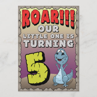 Dinosaur Birthday Invitation 5 Year Old
