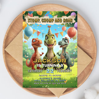 Dinosaur Birthday Invitation Dino Theme Invite