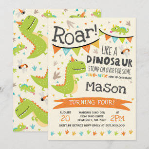 Dinosaur Birthday Invitation Dinosaur Roar Party