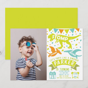 Dinosaur Birthday Invitation Modern Photo