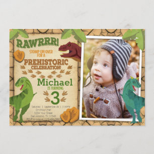 Dinosaur Birthday Invitation, T-Rex Invitation