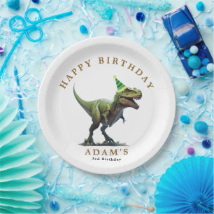 Dinosaur Birthday Invitation, Three rex Birthday Paper Plate