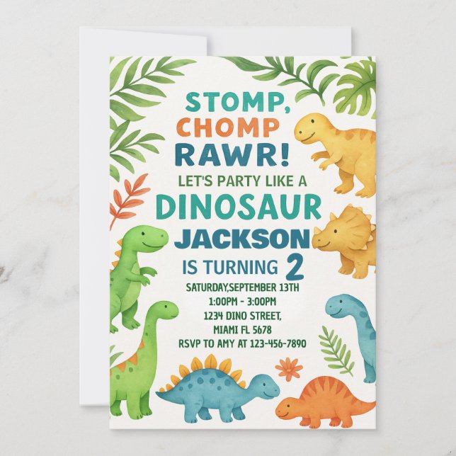 Dinosaur Birthday Invitations (Front)