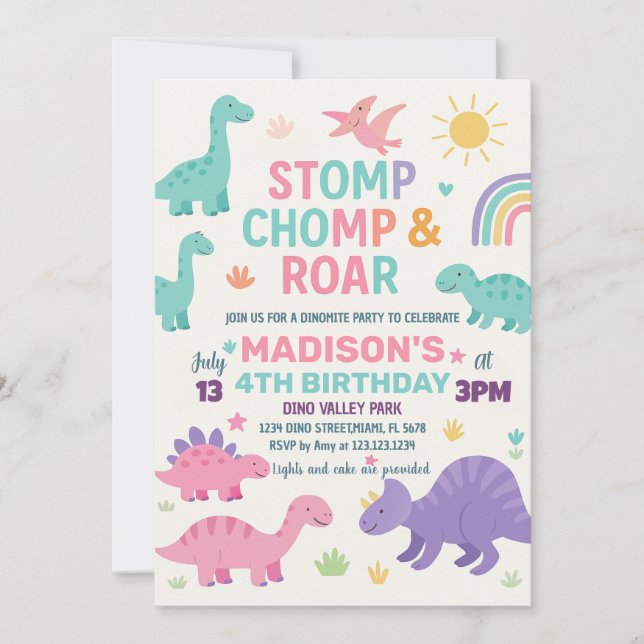Dinosaur Birthday Invitations (Front)