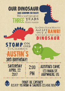 dinosaur birthday invitations announcements zazzle ca