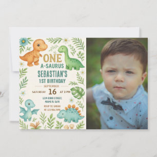 Dinosaur Birthday Invitations with photo