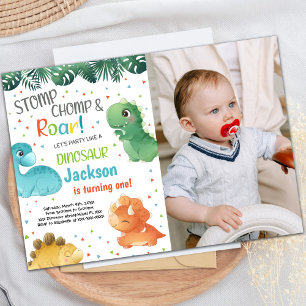 Dinosaur Birthday Invitations with photo