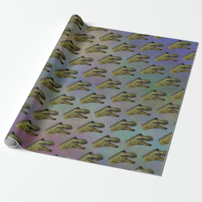 Dinosaur Birthday - Jurassic Tyrannosaurus Rex Wrapping Paper (Unrolled)