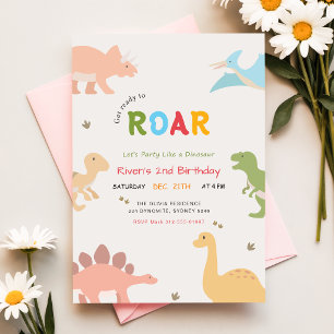Dinosaur Birthday Party Baby Kid 2nd Birthday Invitation