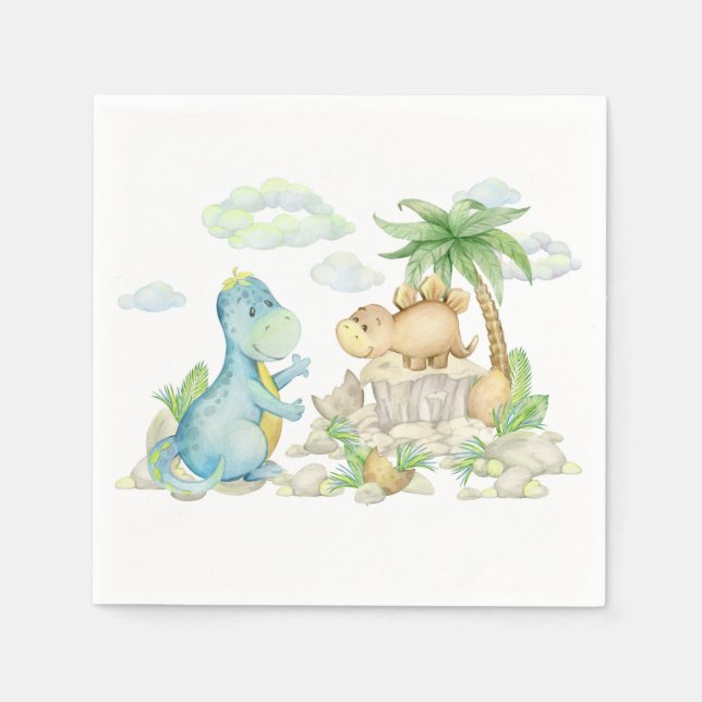 Dinosaur Birthday Party Baby Shower Napkin (Front)