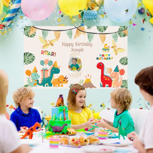 Dinosaur Birthday Party Banner Custom (Dinosaur birthday party banner , custom the name and the photo to make the best dino birthday ever)