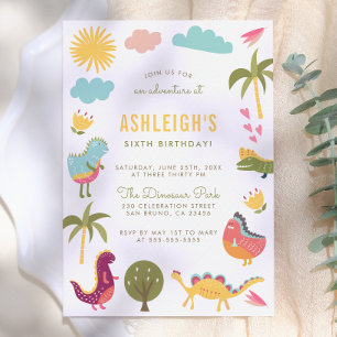 Dinosaur Birthday Party   Boy or Girl Birthday Invitation