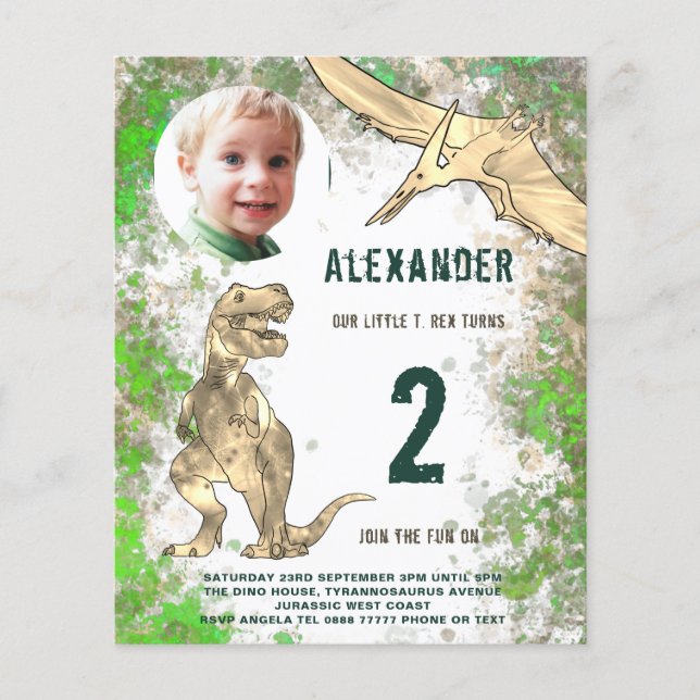 Dinosaur Birthday Party Budget Flyer (Front)