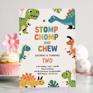 Dinosaur Birthday Party   Dino 2nd Birthday  Invitation