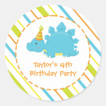 Dinosaur Birthday Party Dino Personalized Sticker