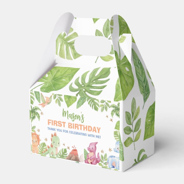 Dinosaur Birthday Party Favor Box (Front Side)