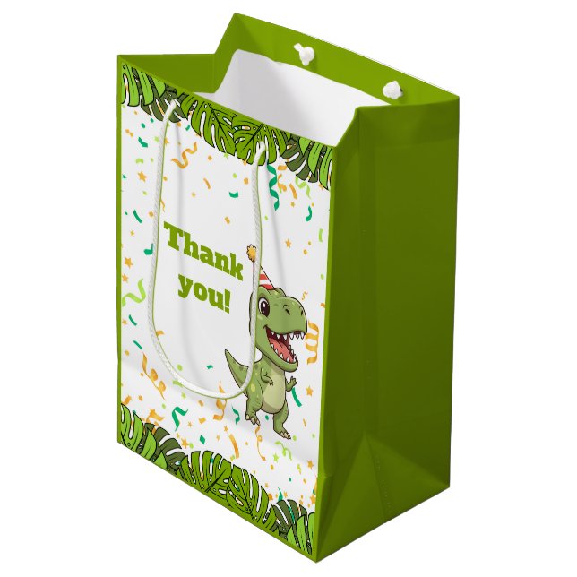 Dinosaur Birthday Party Favour Bag (Front Angled)