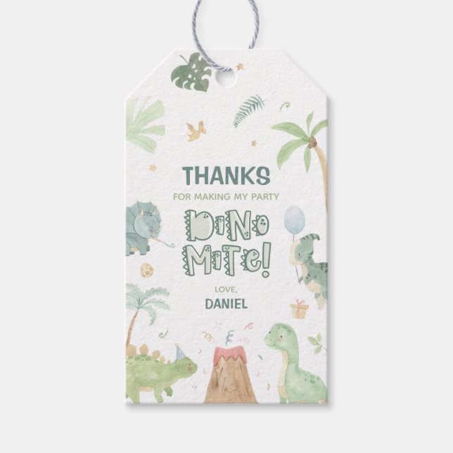 Dinosaur Birthday Party Favour Gift Tags (Front)