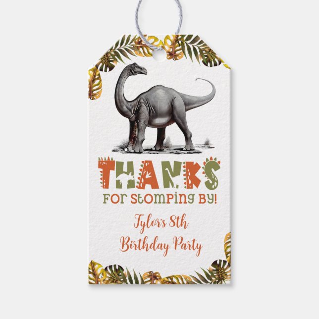 Dinosaur Birthday Party Favour Tags (Front)