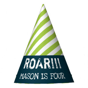 Dinosaur Birthday Party Hats Green Stripes