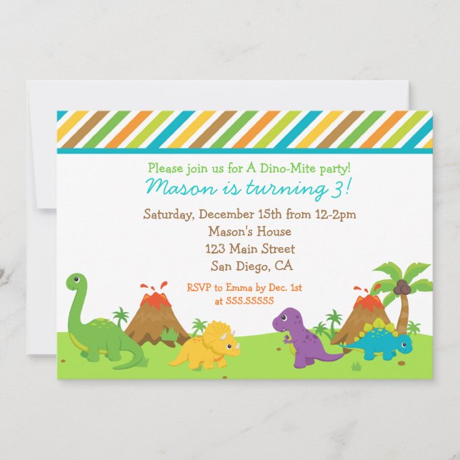 Dinosaur Birthday Party Invitaions Invitation (Front)