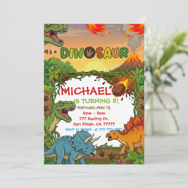 Dinosaur Birthday Party Invitation (Standing Front)