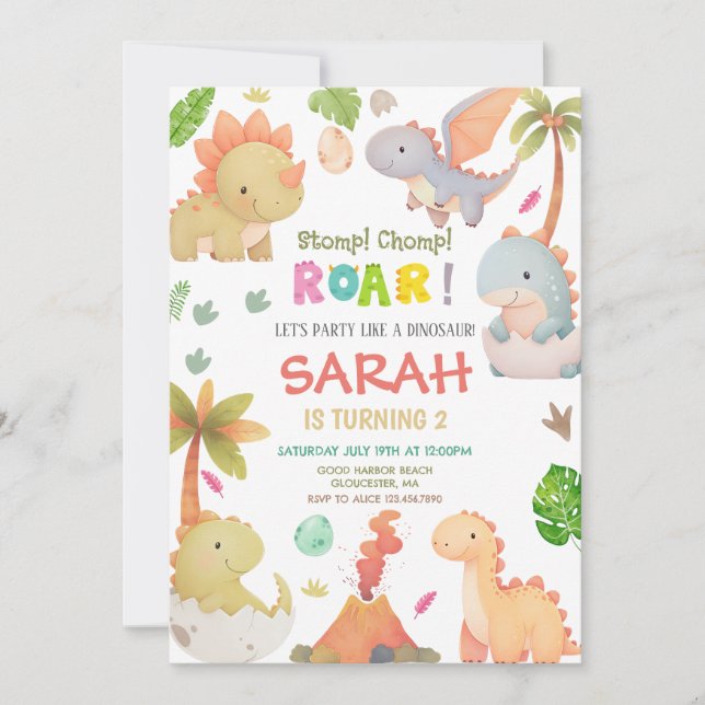 Dinosaur Birthday Party Invitation (Front)