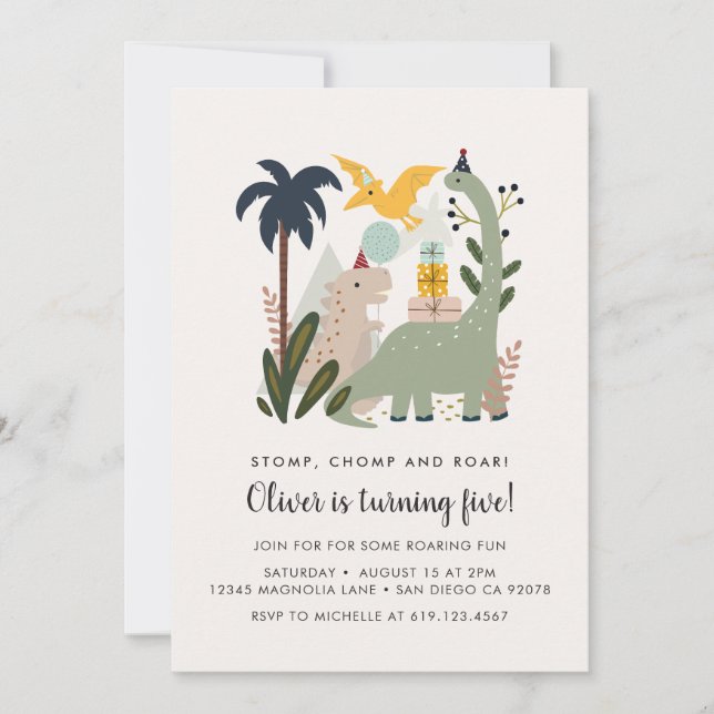 Dinosaur Birthday Party Invitation (Front)