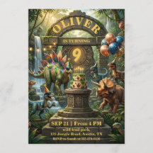 Dinosaur Birthday Party Invitation Card