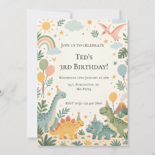 Dinosaur Birthday Party Invitation   Editable Kids